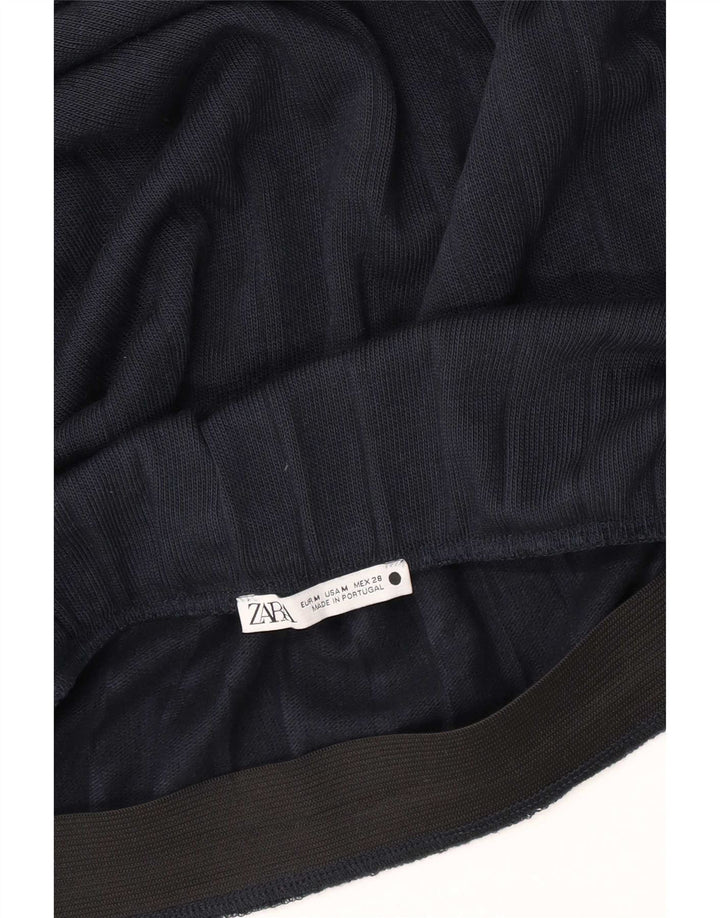 Zara Dame Midi Nederdel Medium W28 Marineblå