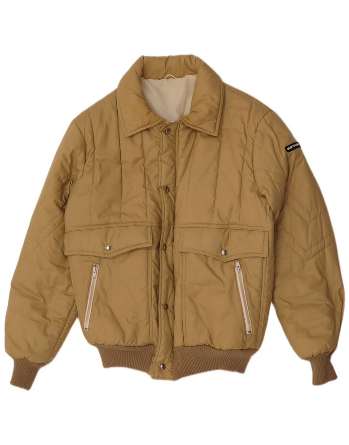 Vintage Bomber Polstret Jakke UK 38 Medium Beige