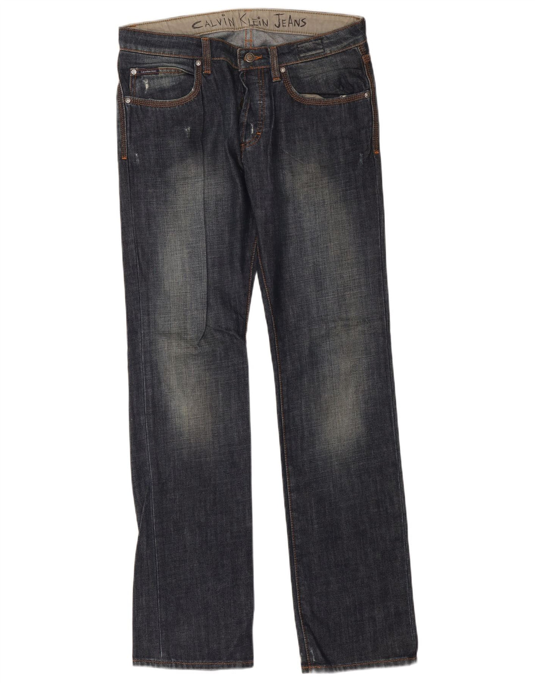 Calvin Klein Straight Jeans til mænd W33 L34 Marineblå bomuld