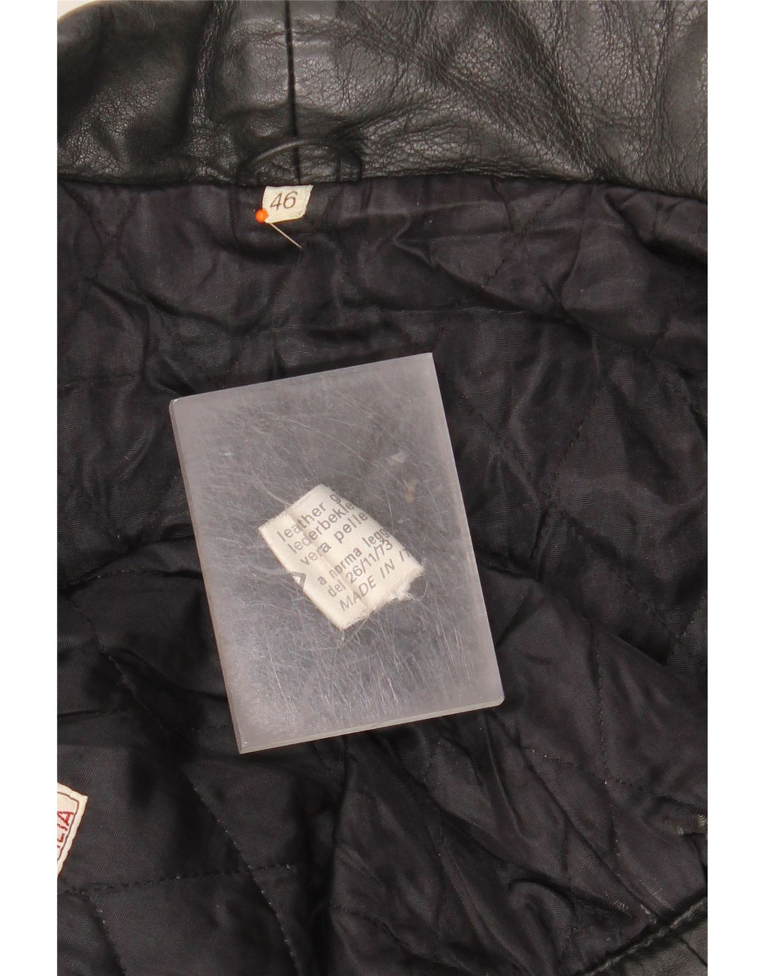 VINTAGE Dame Loose Fit Læderjakke IT 46 Stor sort læder