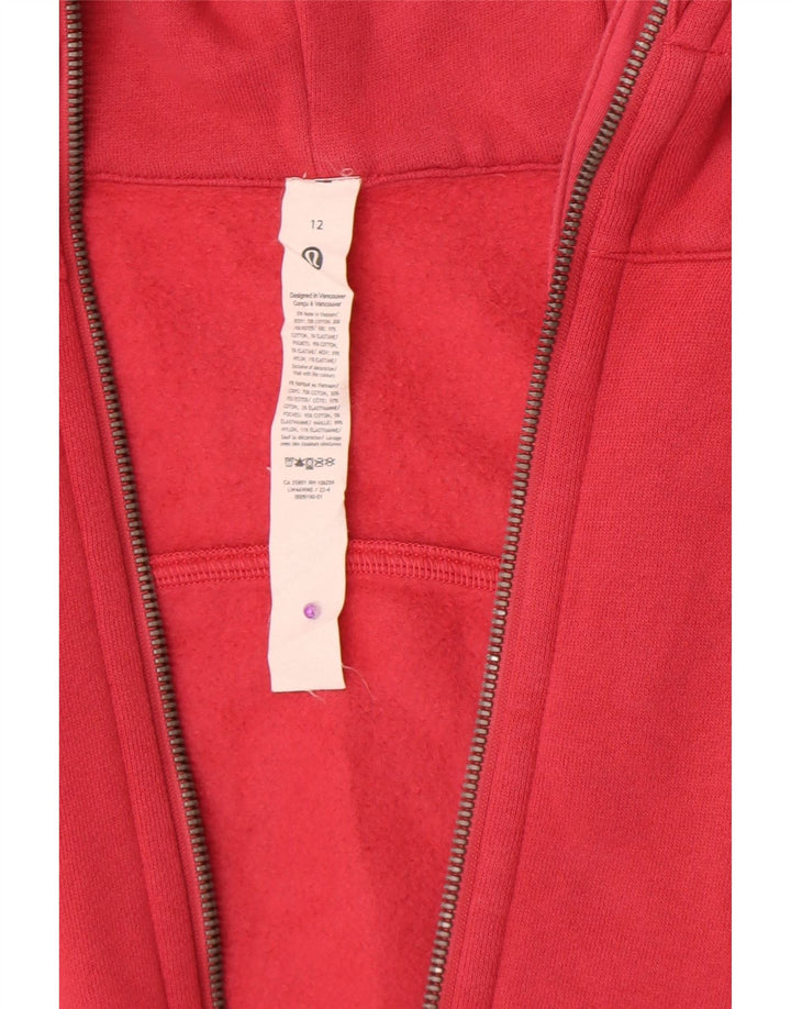 Lululemon Dame Hættetrøje Sweater US 12 Stor Rød Bomuld