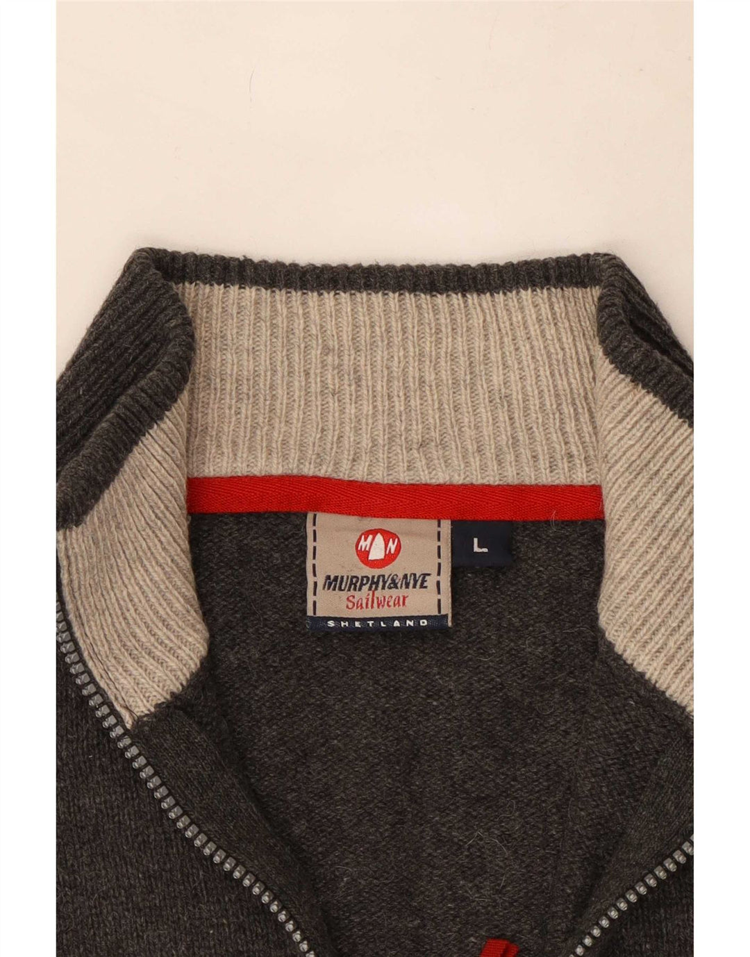 Murphy & Nye Herre Zip Neck Jumper Sweater Large Grå