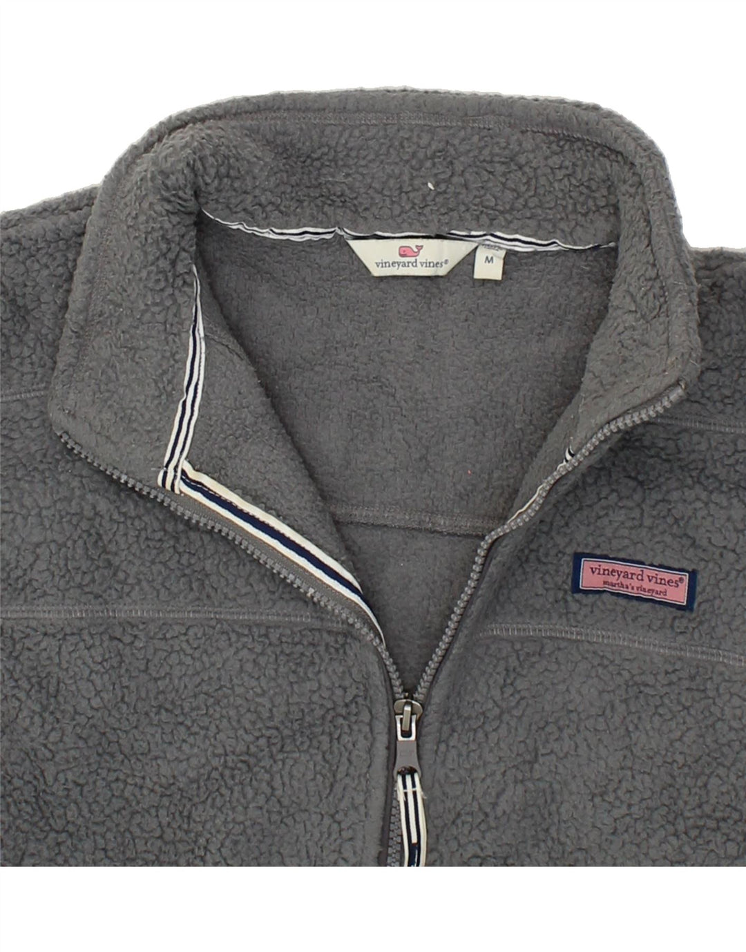 VINEYARD VINES Womens Zip Neck Fleece Jumper UK 14 Medium Grey Polyester Vintage Vineyard Vines and Second-Hand Vineyard Vines from Messina Hembry 