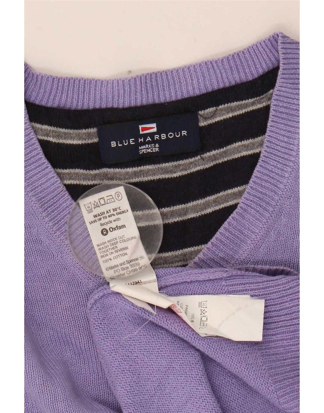 Marks & Spencer Herre Blue Harbor V-hals sweater Medium Lilla