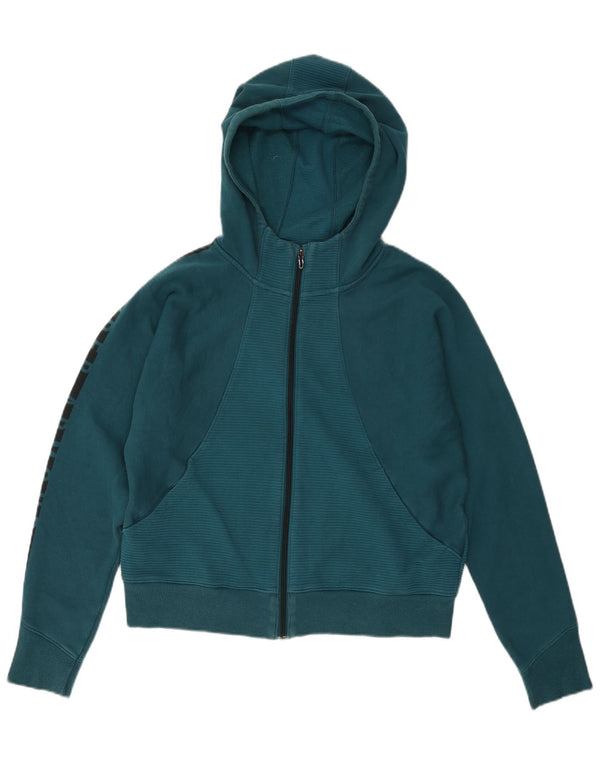Under Armour Dame Crop Zip Hoodie Sweater UK 16 Large Green Colourblock