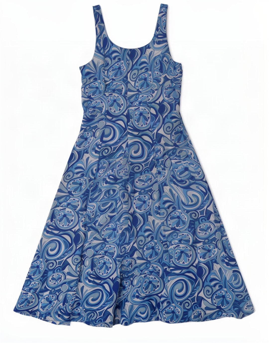 Marronetto Dame Ærmeløs A-Line Kjole IT 44 Medium Blue Floral