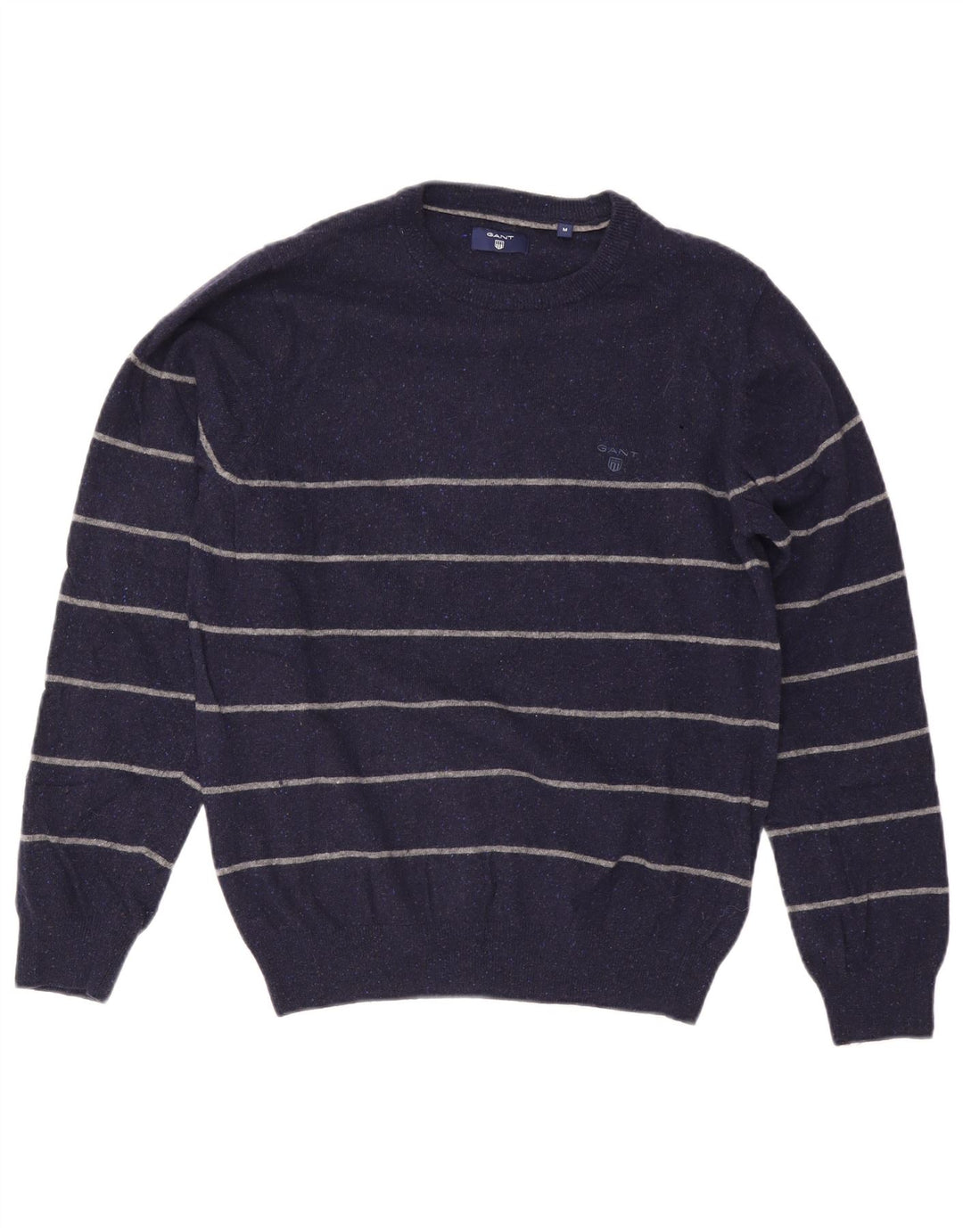 Gant herre rund hals sweater mellem marineblå stribet uld