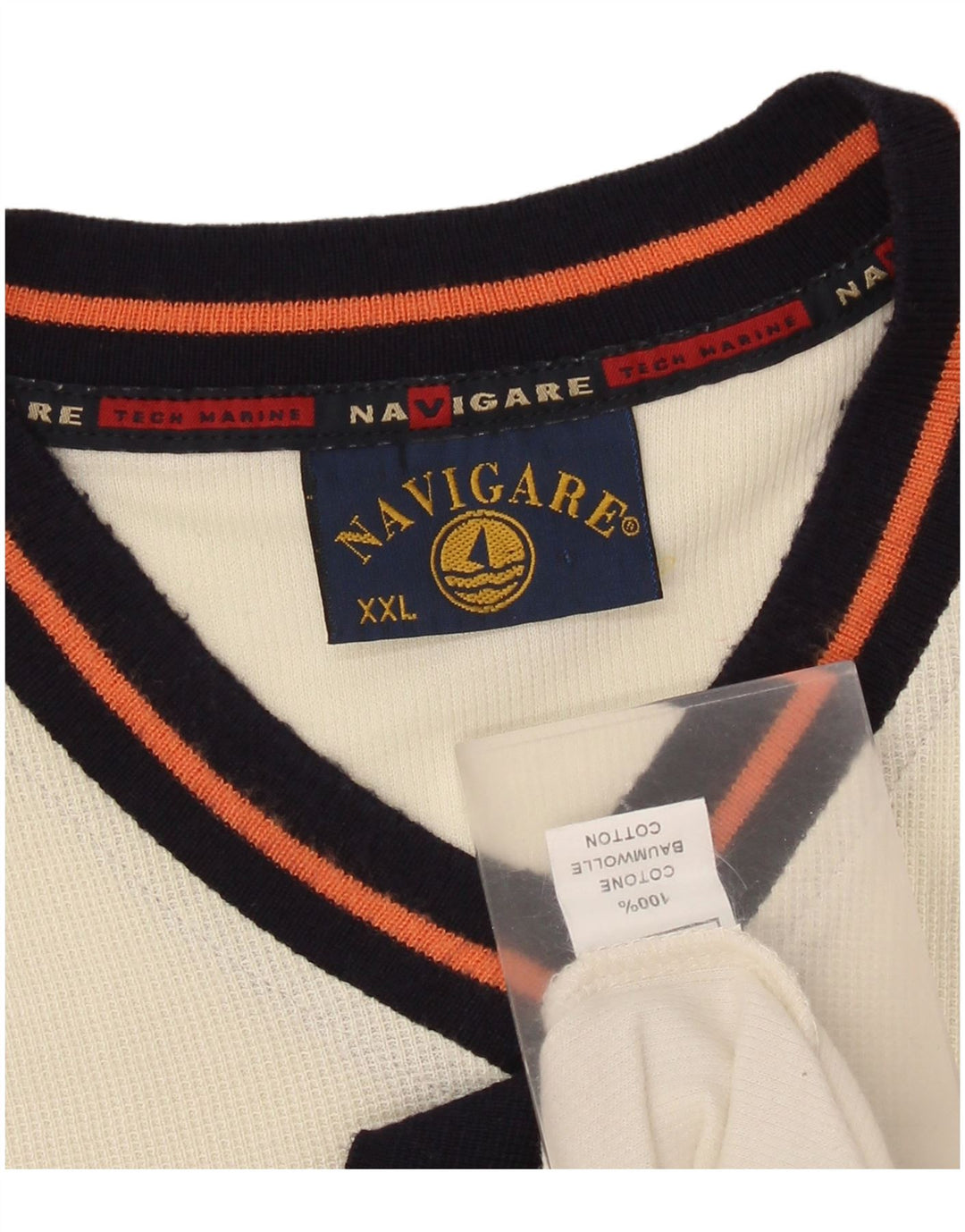 Navigare Herre T-Shirt Top 2XL Off White Bomuld