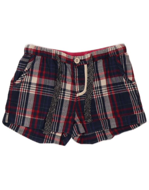 Superdry Hot Pants til kvinder Small W28 Navyblå Plaid Bomuld