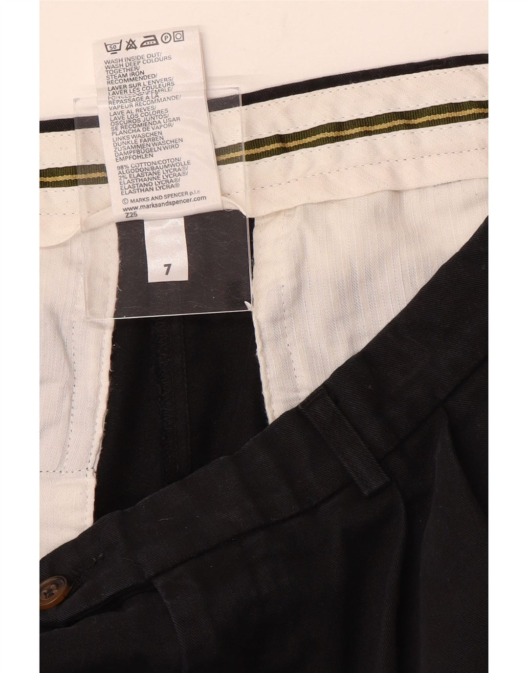 Marks & Spencer Herre Pegged Suit Bukser W34 L31 Sort Bomuld