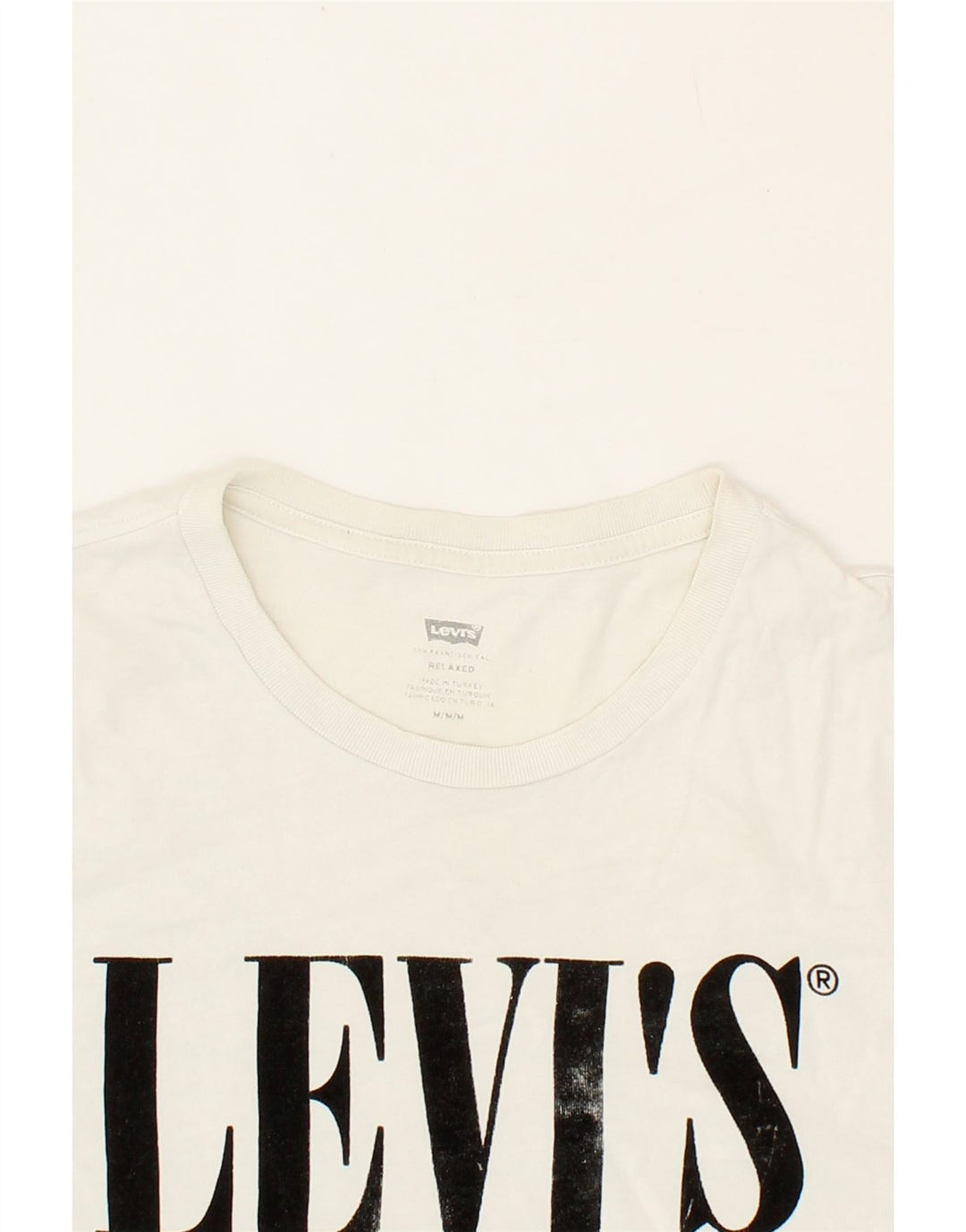 LEVI'S Mens Relaxed Fit Graphic T-Shirt Top Medium White Cotton Vintage Levi's and Second-Hand Levi's from Messina Hembry 
