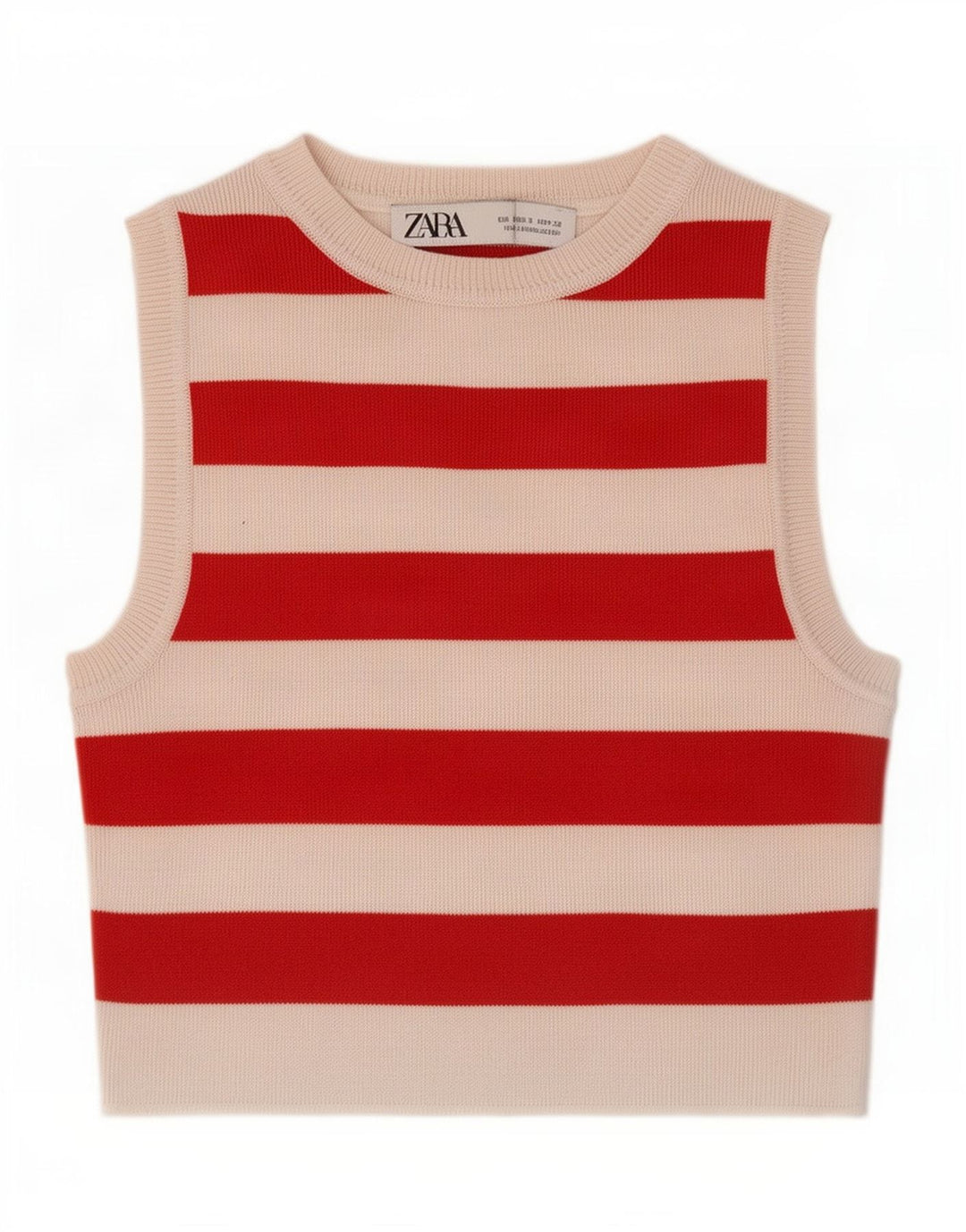Zara Womens Crop Vest Top UK 8 Lille rødstribet