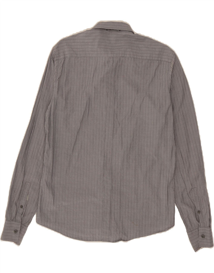 DKNY Mens Shirt Medium Grey Striped Cotton Vintage Dkny and Second-Hand Dkny from Messina Hembry 