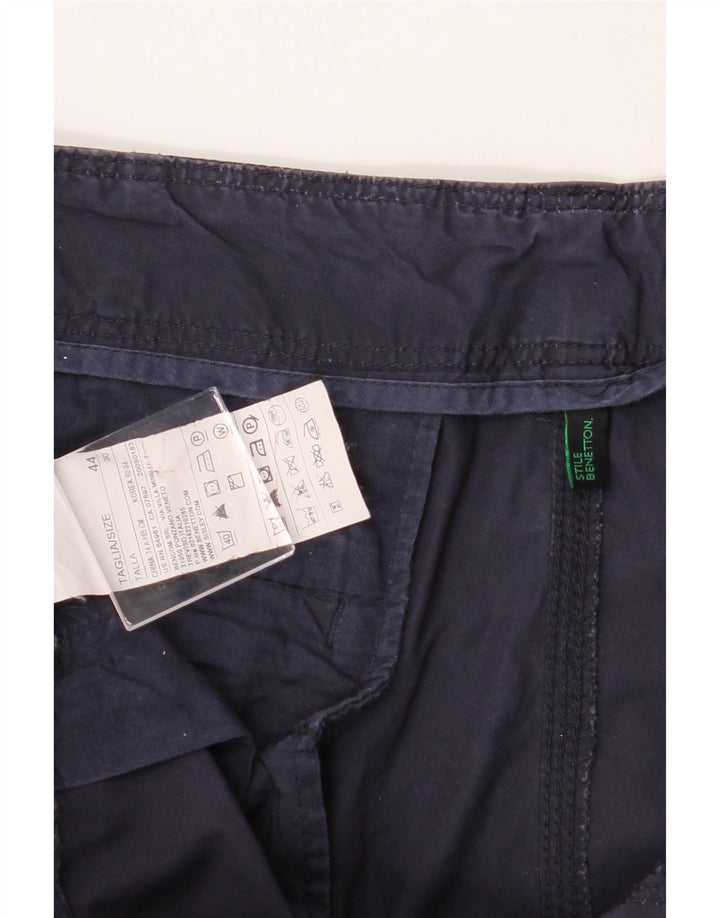 BENETTON Womens Straight Cargo Trousers IT 44 Medium W30 L32 Navy Blue Vintage Benetton and Second-Hand Benetton from Messina Hembry 