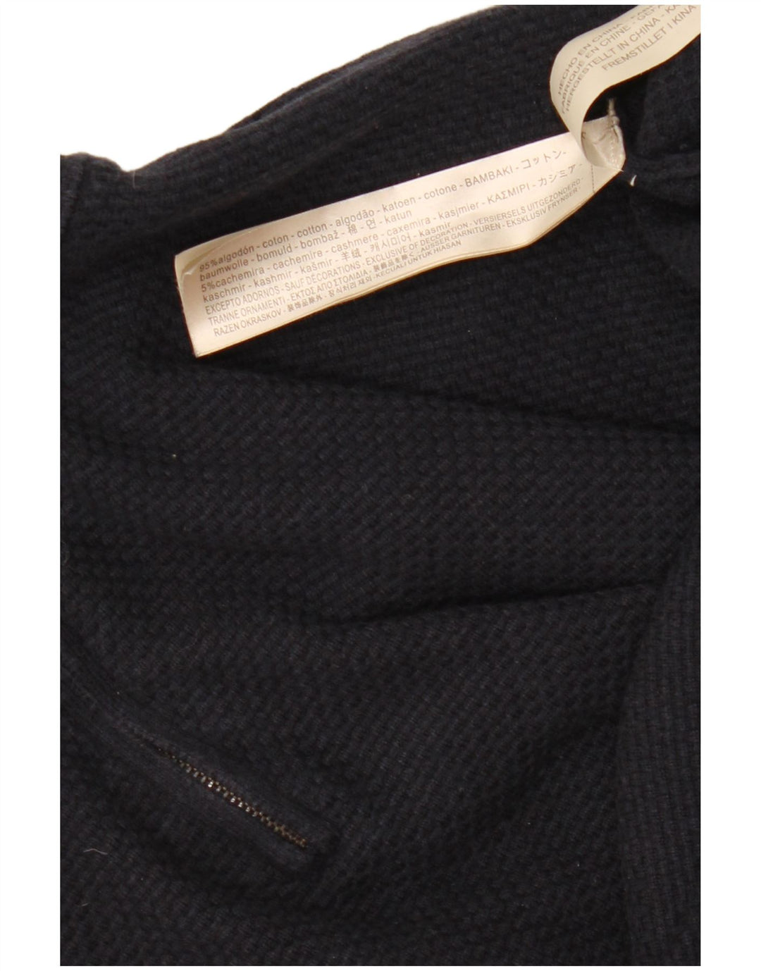 MASSIMO DUTTI Herre lynlås-hals sweater 2XL marineblå bomuld