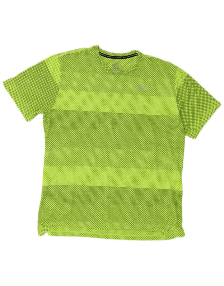 Nike Herre Dri Fit T-Shirt Top XL Grøn Geometrisk Polyester