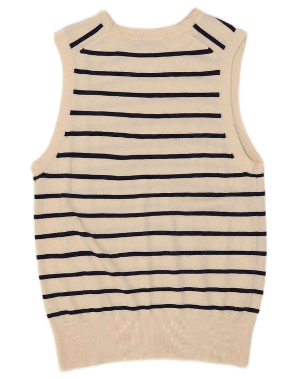Zara Dame Vest Tank Top UK 12 Medium Off White Stribet