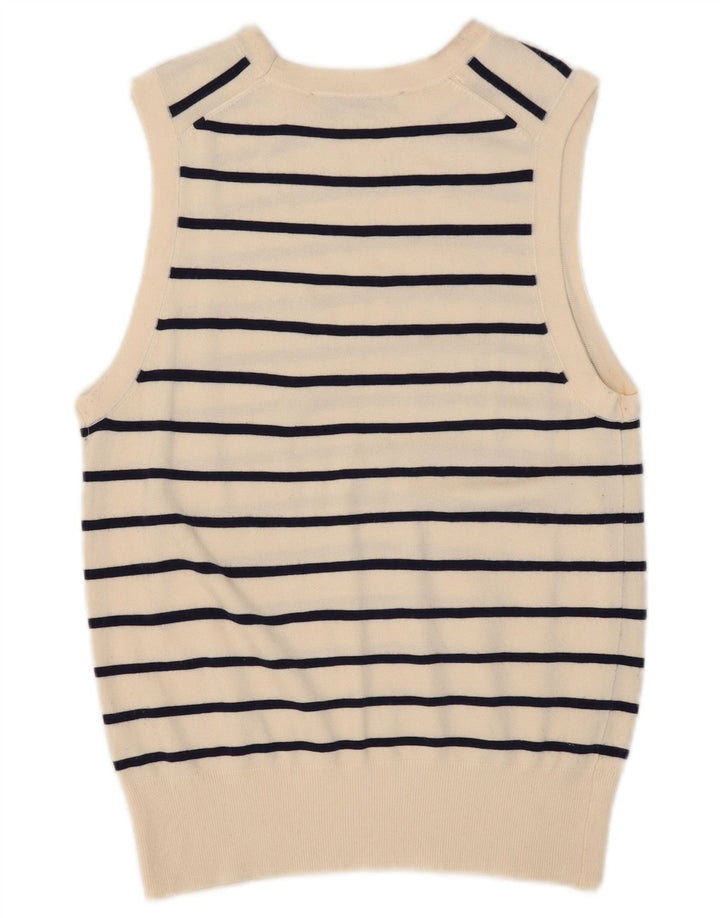 Zara Dame Vest Tank Top UK 12 Medium Off White Stribet