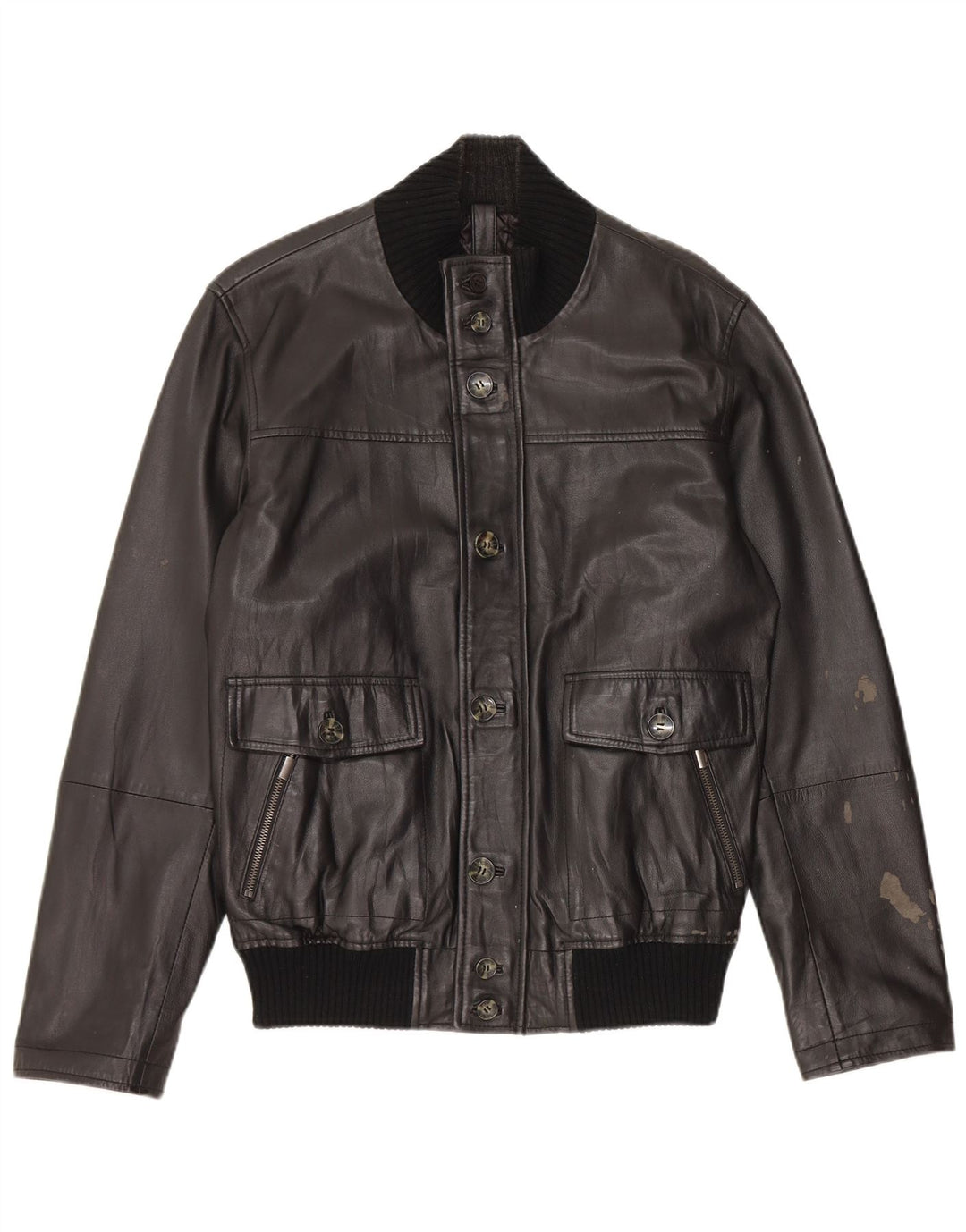 Conbipel Herre Bomber Læderjakke IT 48 Medium Sort Læder