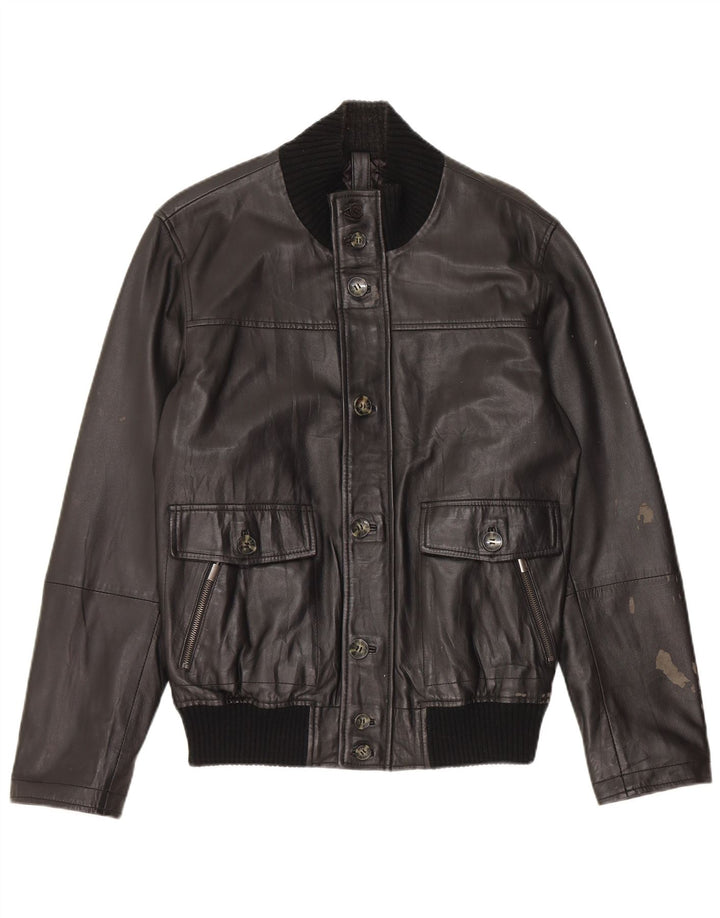 Conbipel Herre Bomber Læderjakke IT 48 Medium Sort Læder