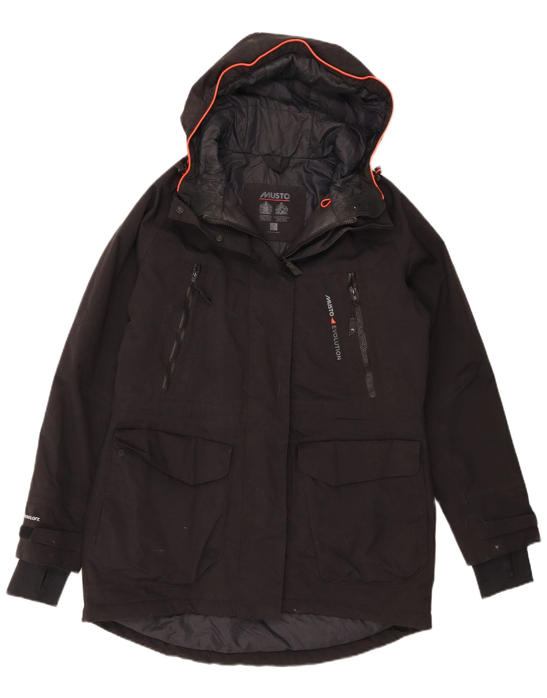 Musto Dame Hooded Parka Jacket UK 12 Medium Sort Polyamid