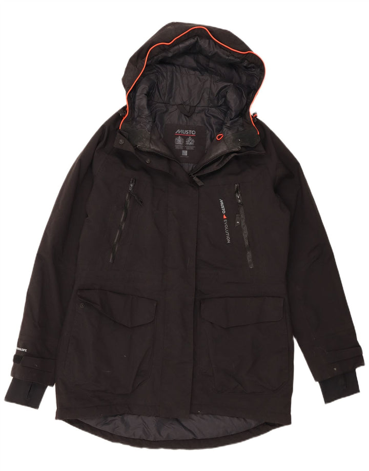 Musto Dame Hooded Parka Jacket UK 12 Medium Sort Polyamid