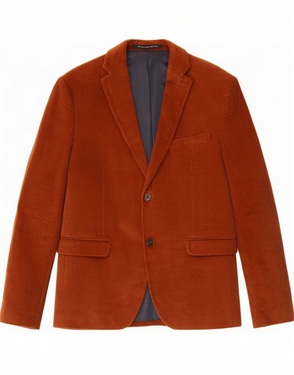 Zara Herre 2-knaps fløjlsjakke blazerjakke EU 54 XL Brun bomuld