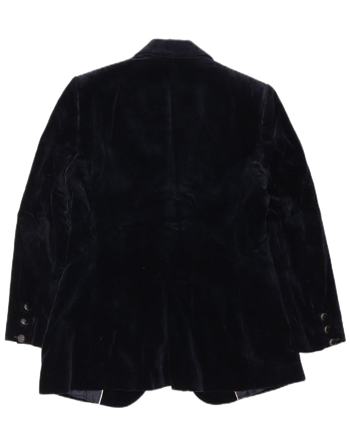 Massimo Dutti Dame 1 Knap Velvet Blazer Jacket EU 38 Medium Navy Blue