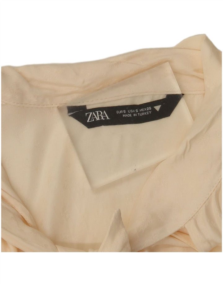 Zara Womens Front Tie Oversized bluse Top UK 10 Small Off White