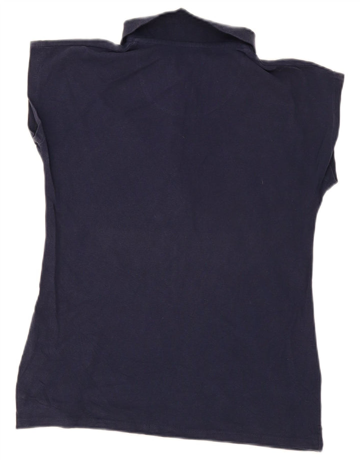 Avirex Dame Polo Shirt UK 12 Medium Navy Blue Bomuld