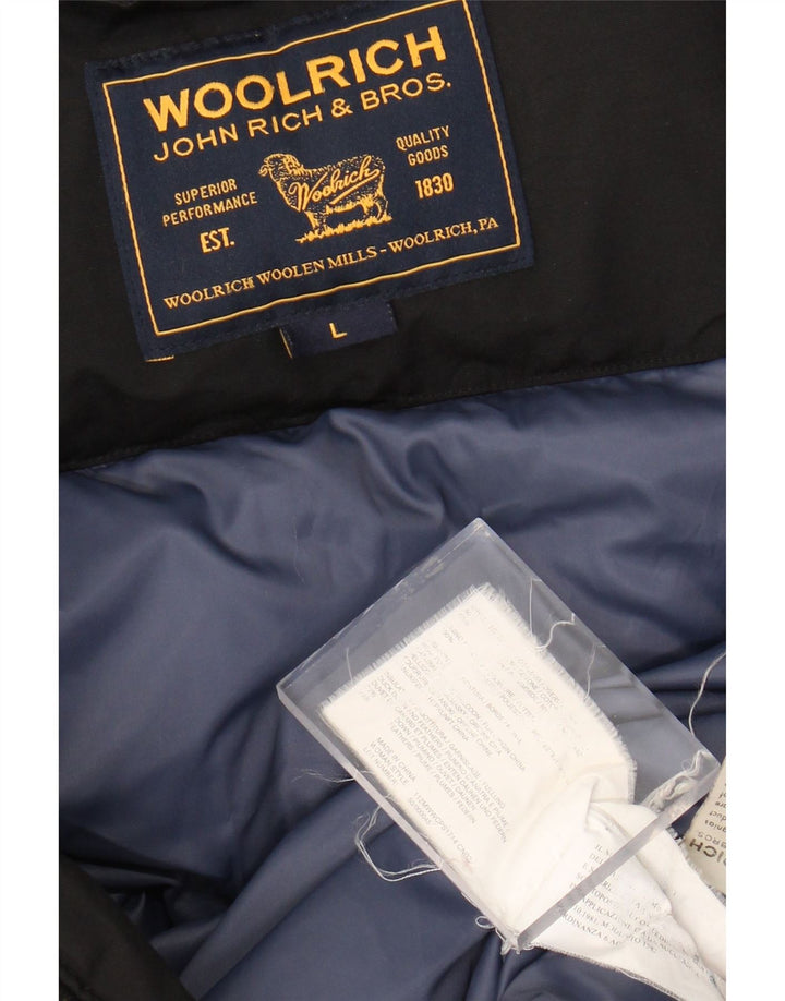 Woolrich Dame Polstret Frakke UK 14 Stor Sort Bomuld