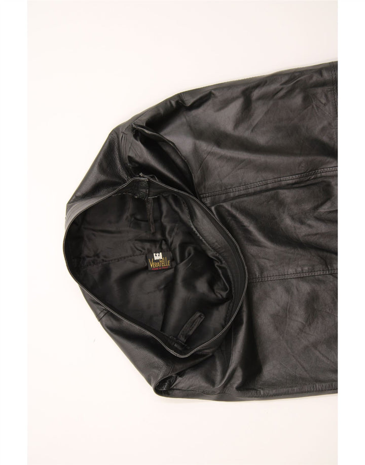 VINTAGE Womens Leather Skirt IT 42 Medium W28 Black Vintage Vintage and Second-Hand Vintage from Messina Hembry 