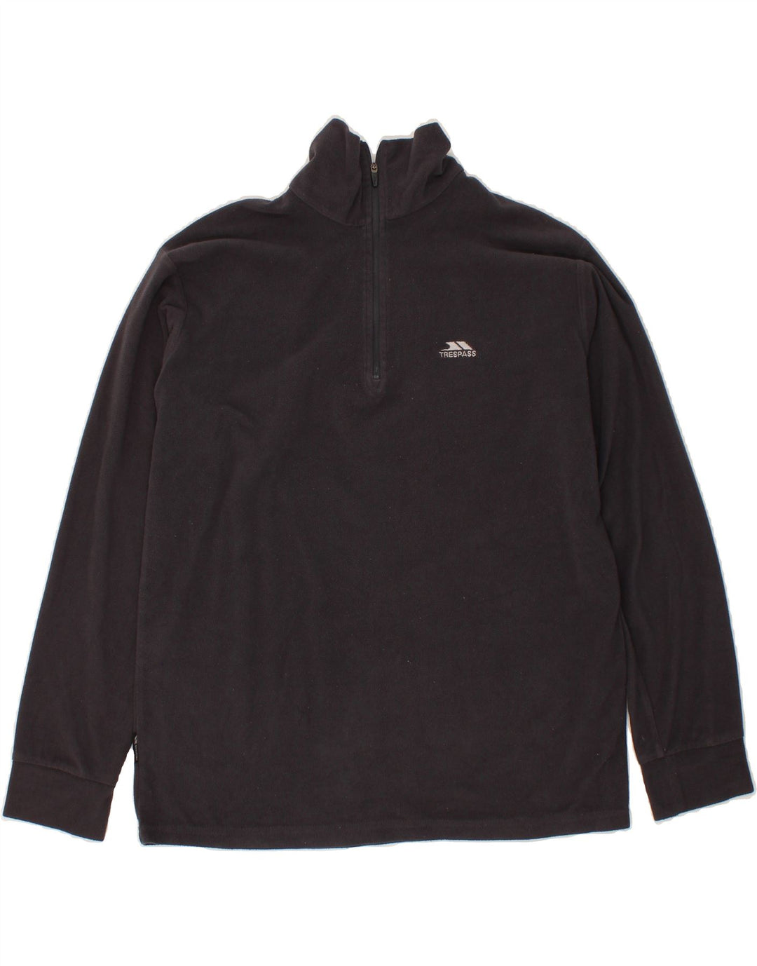 TRESPASS Mens Zip Neck Fleece Jumper Small Grey Polyester Vintage Trespass and Second-Hand Trespass from Messina Hembry 