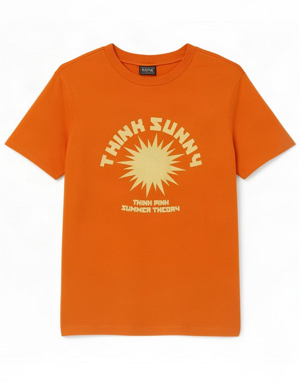 Think Pink Womens Graphic T-Shirt Top UK 14 Large Orange Cotton