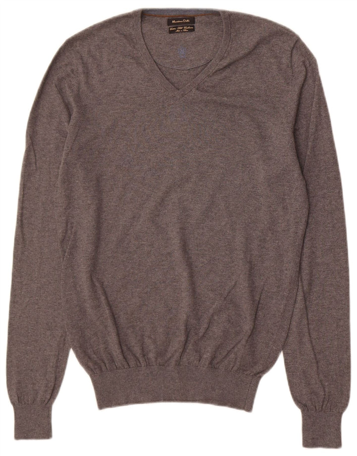 Massimo Dutti Herre V-hals sweater lille grå bomuld