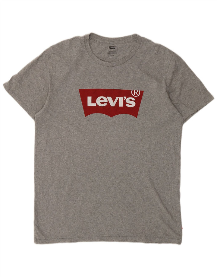 Levi's Herre grafisk T-shirt top mellemgrå flækket bomuld