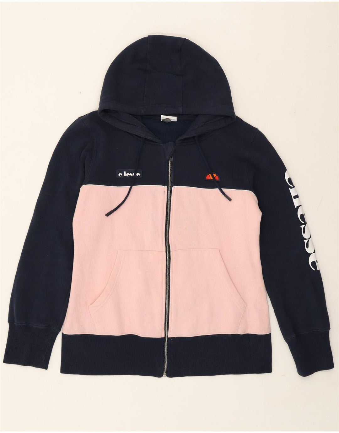 Ellesse Dame Hættetrøje Sweater UK 12 Medium Navy Blue Colourblock