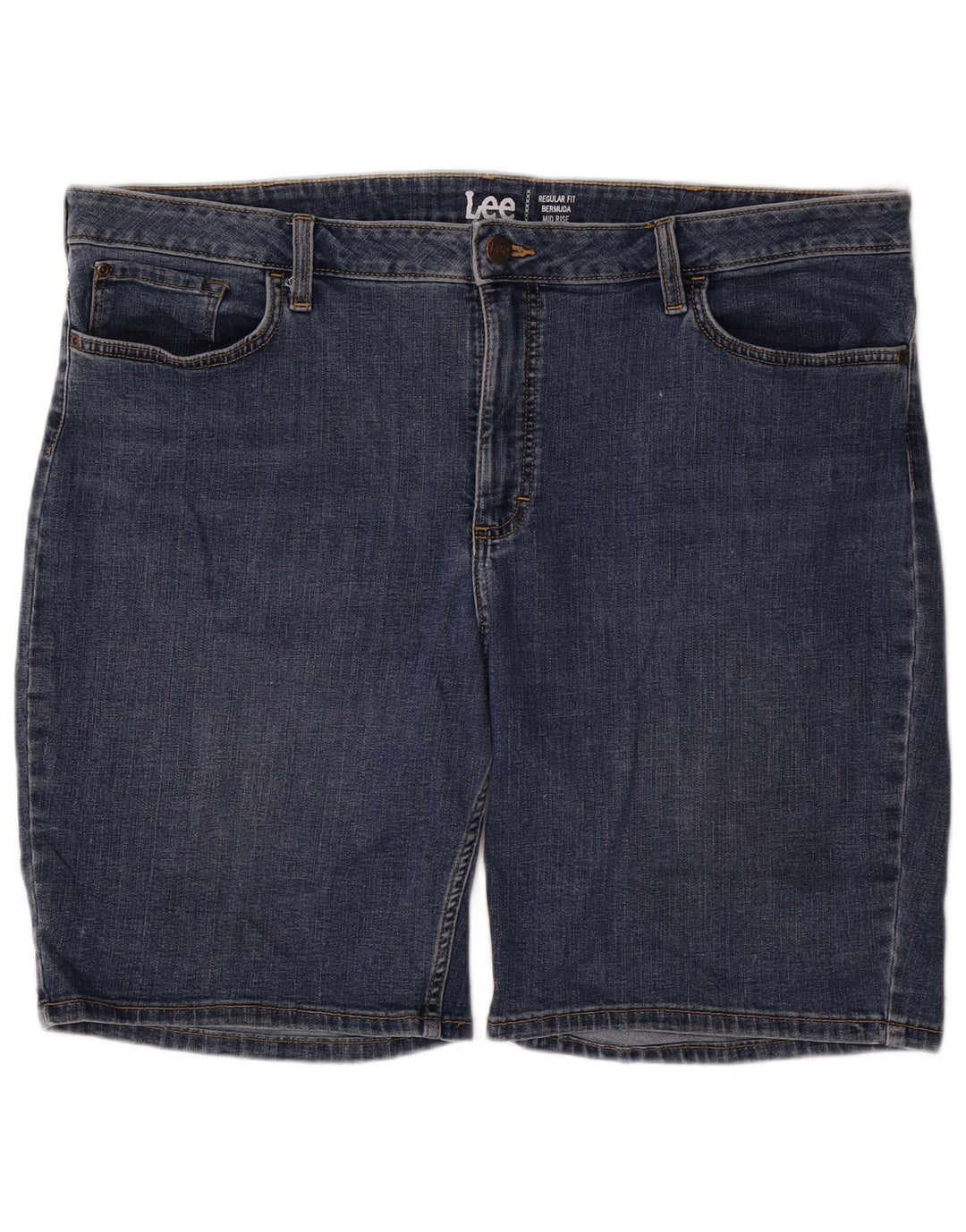 LEE Womens Mid Rise Regular Fit Denim Bermuda Shorts W44 3XL Blå