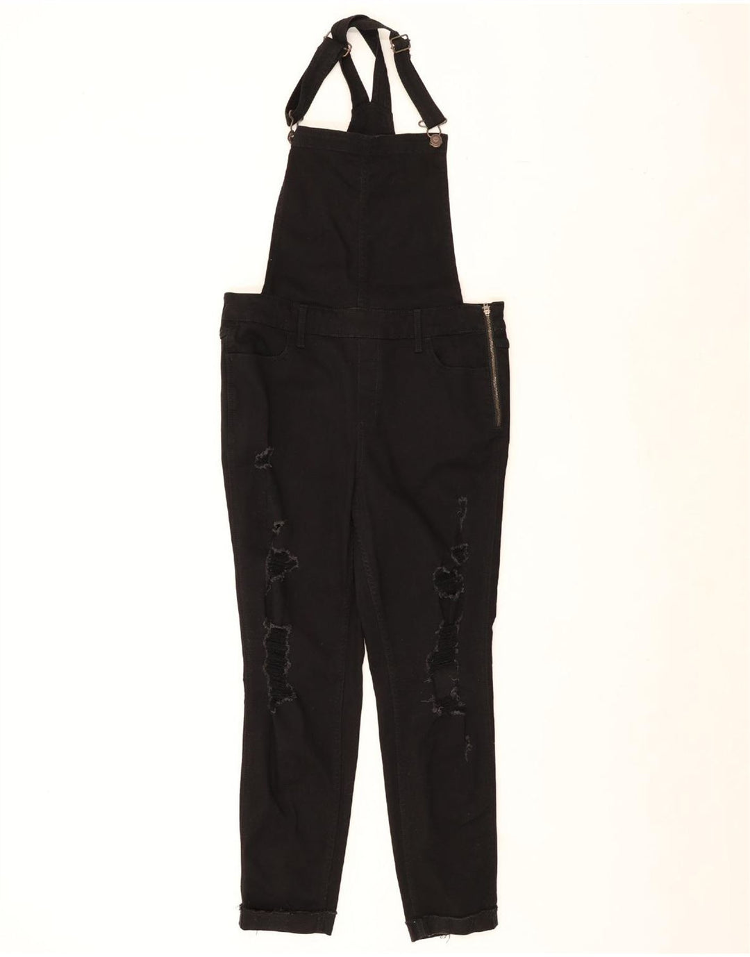HOLLISTER Womens Distressed Dungarees Cropped Jeans Large W32 L26 Black Vintage Hollister and Second-Hand Hollister from Messina Hembry 