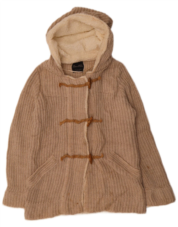 Zara Dame hætte cardigan sweater UK 16 Large Beige Polyester