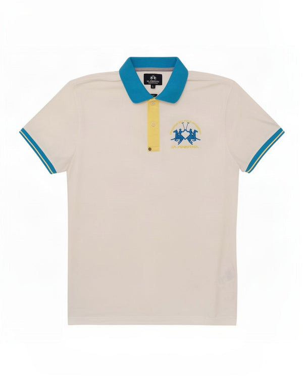 La Martina Herre grafisk poloshirt Stor hvid Colourblock Bomuld