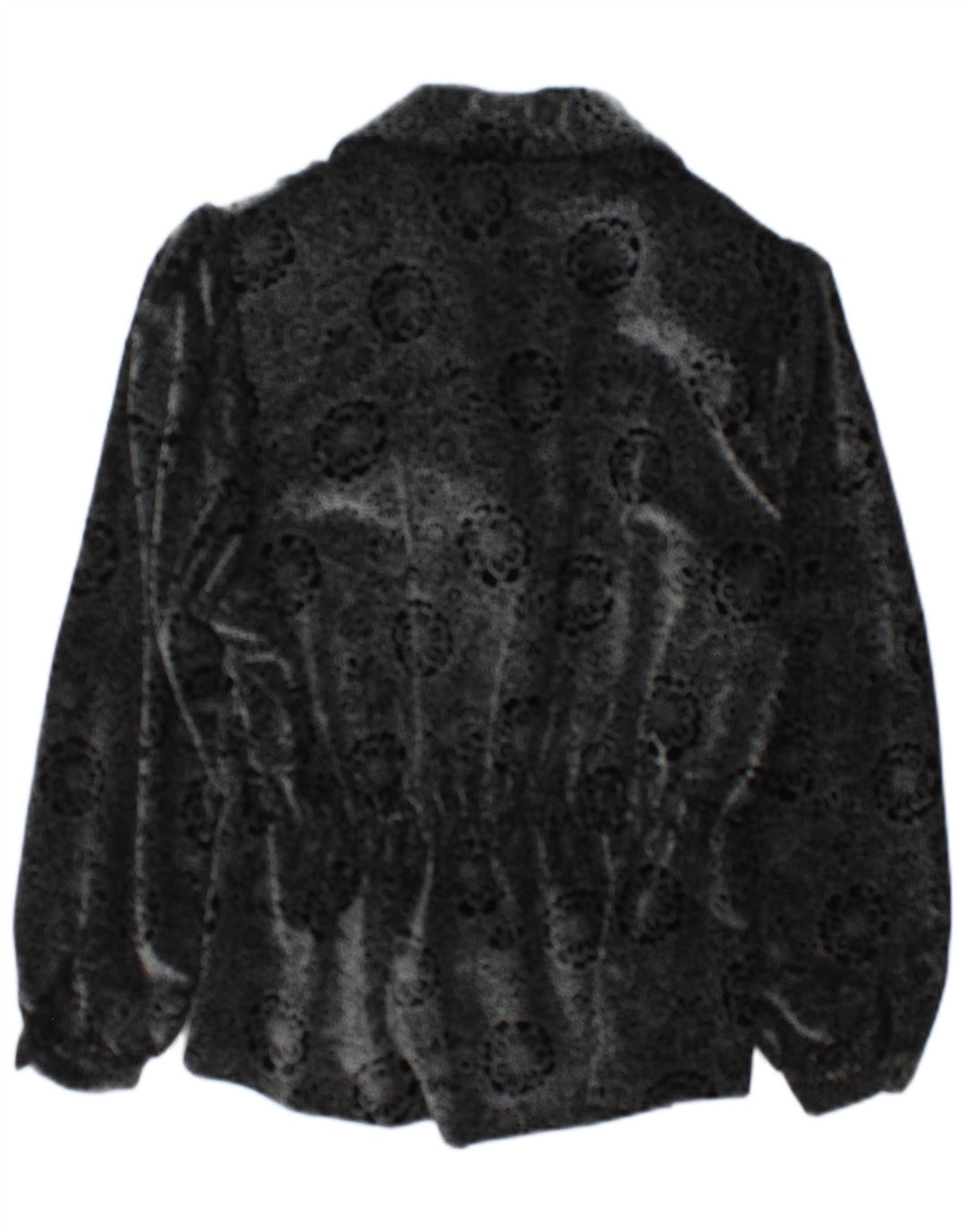 Vintage Dame 2 Button Blazer Jacket UK 14 Medium Black Floral