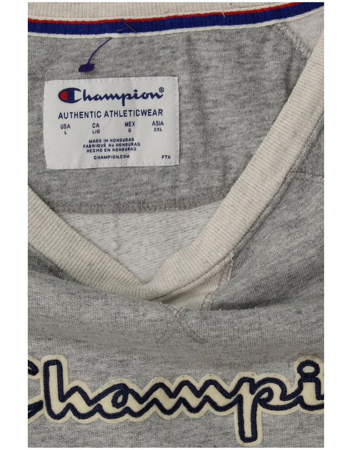 CHAMPION Dame Grafisk Sweatshirt Jumper UK 16 Stor Grå