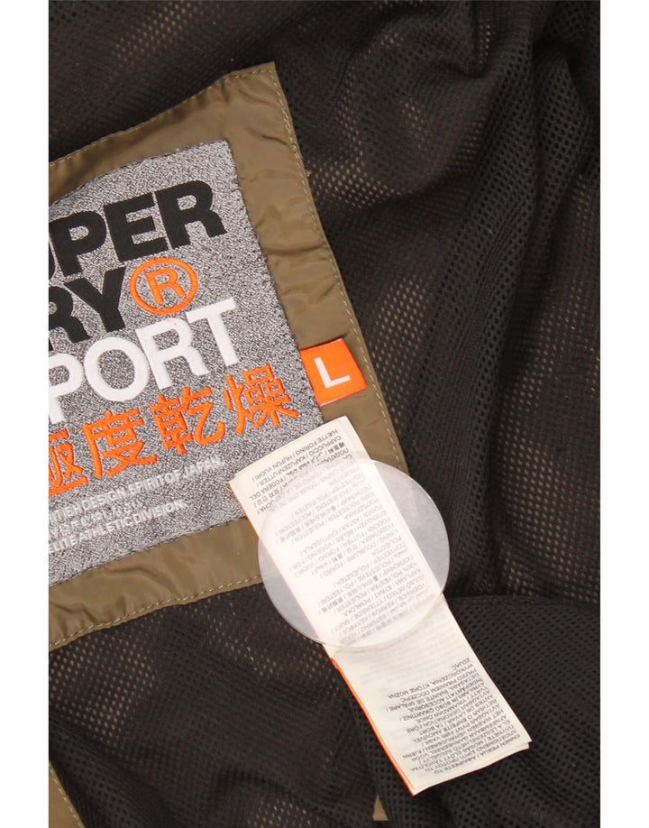 Superdry Regnjakke med hætte til kvinder UK 14 Stor Khaki Polyester