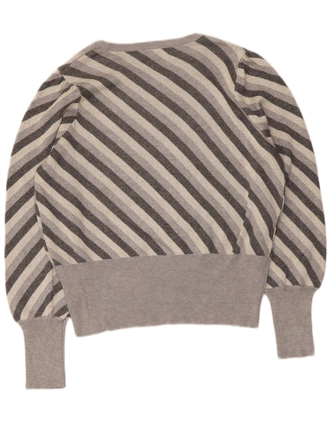 Marks & Spencer Dame Boat Neck Jumper Sweater UK 16 Stor Gråstribet
