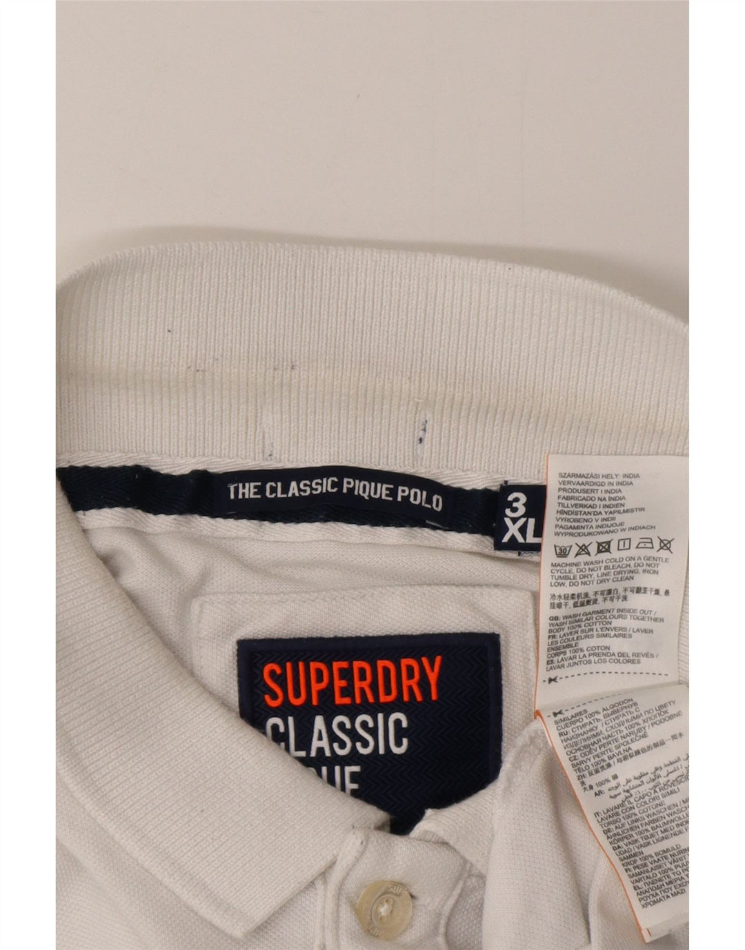 SUPERDRY Poloshirt med klassisk pasform til mænd 3XL hvid bomuld