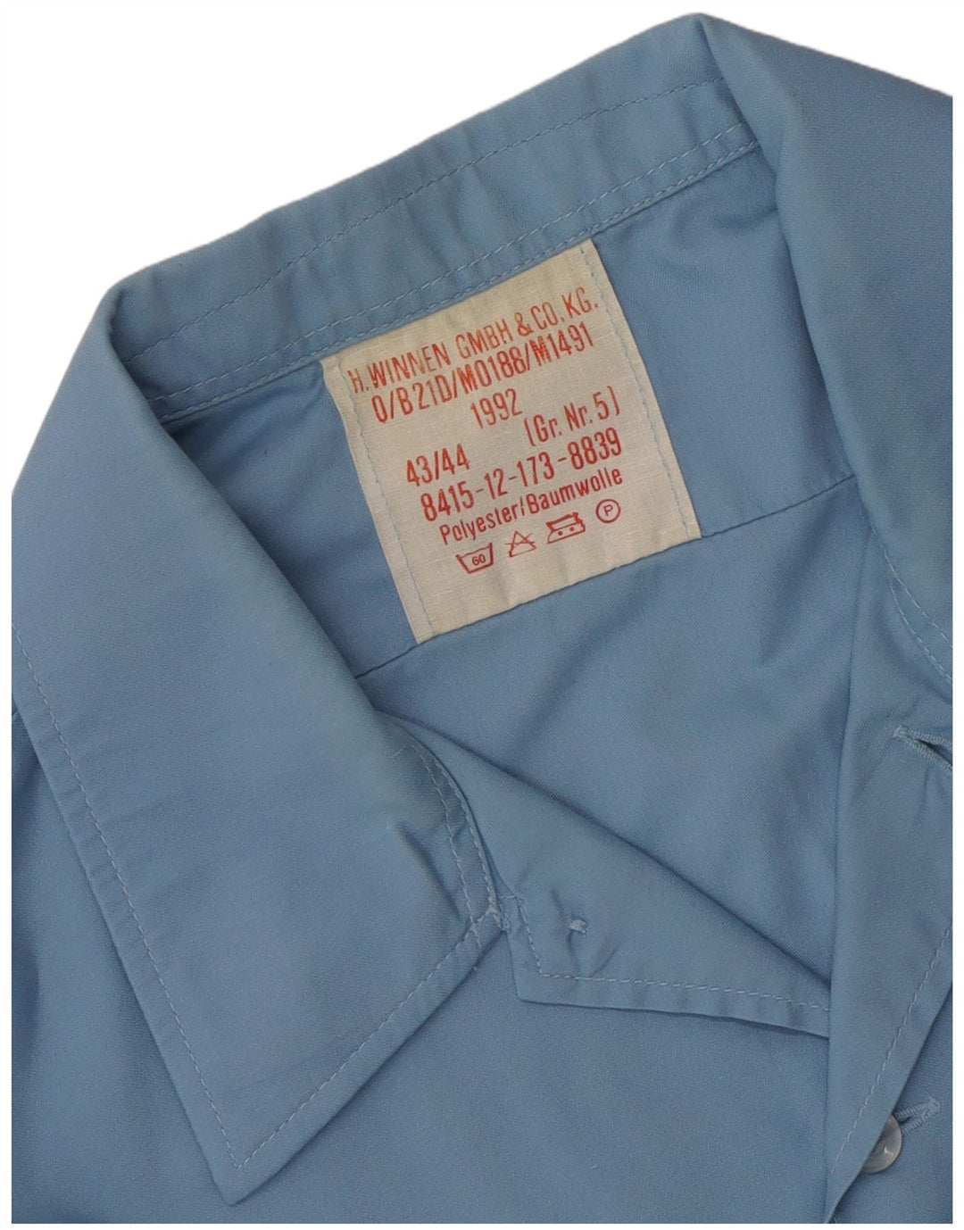 Vintage Herre Military Shirt Størrelse 43/44 Large Blue Polyester