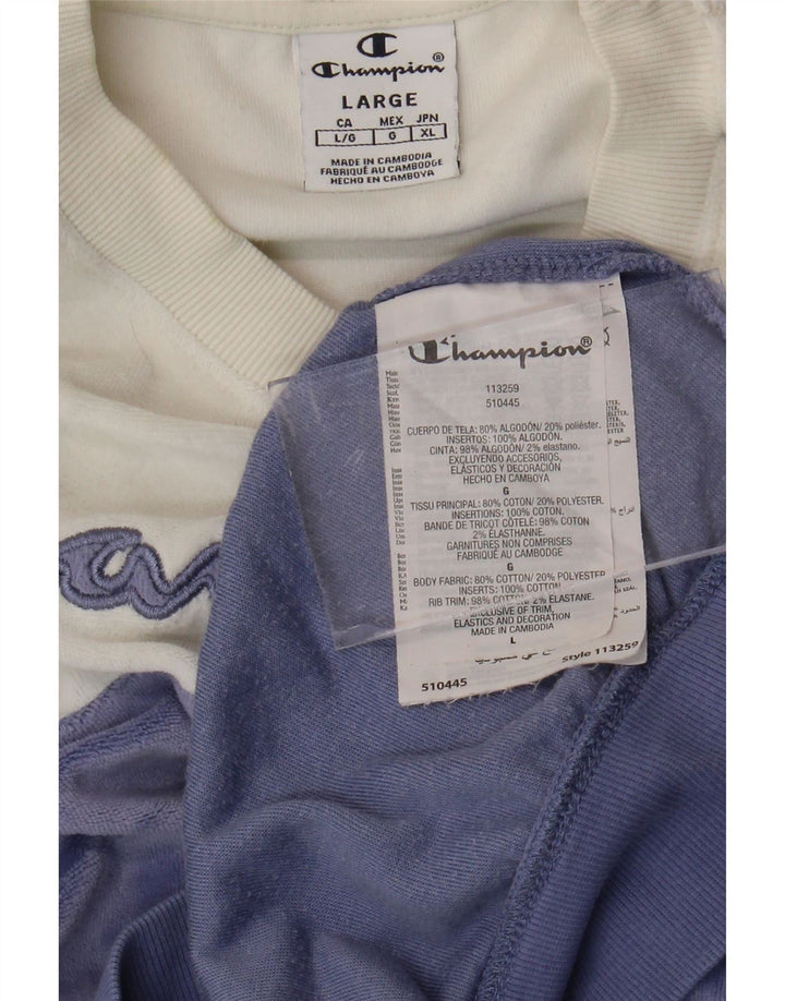 CHAMPION Dame grafisk sweatshirt Jumper UK 16 Stor hvid farveblok