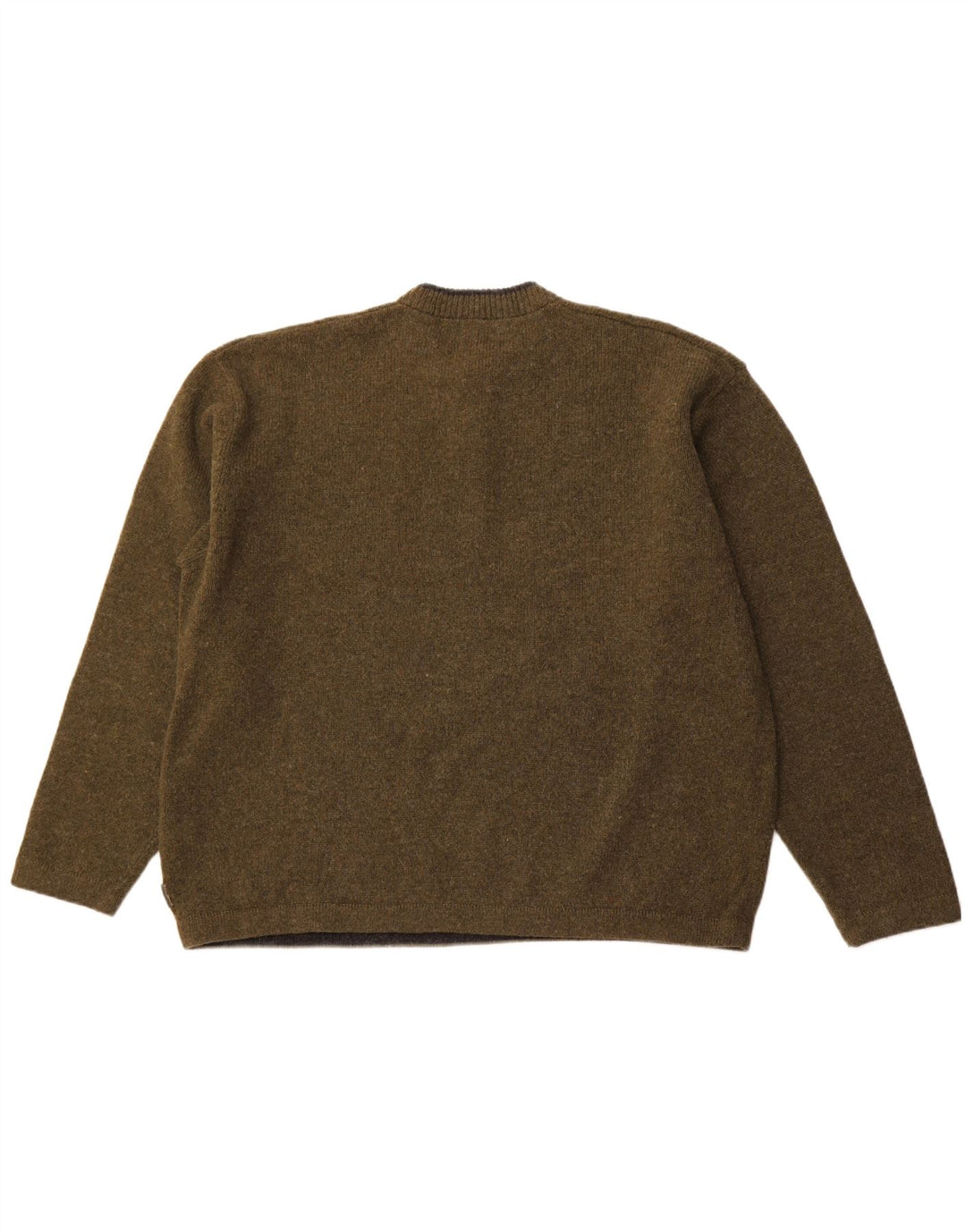 WOOLRICH Herre Button Neck Jumper Sweater 2XL Khaki Wool