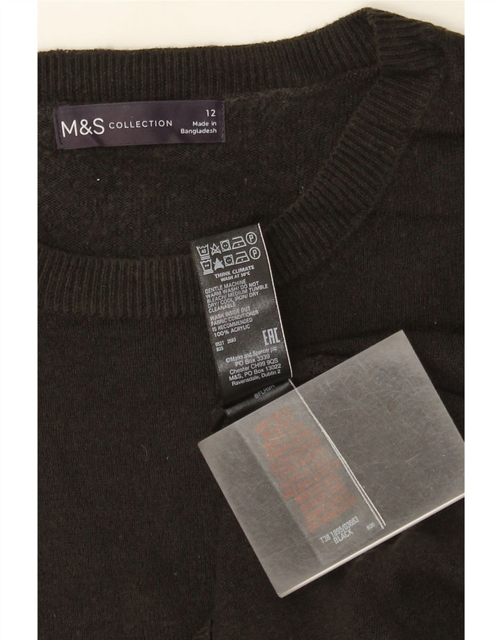 Marks & Spencer Dame sweater med rund hals DK 12 Medium Sort Akryl